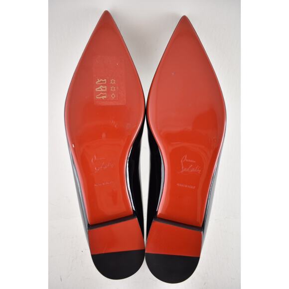 Christian Louboutin Hot Chickita Flat Black Patent Leather Ballet Ballerina 40 - Picture 12 of 12